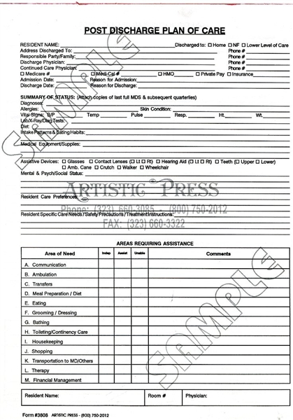 Post Discharge Plan of Care #3808-2